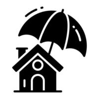 Umbrella with home denoting vector, easy to use icon vector