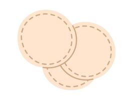 Three isolated flat cotton pads. Vector Accessory for manicure, make-up and hygiene.
