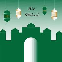 eid Mubarak plano estilo decorativo saludo antecedentes vector