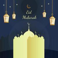 eid Mubarak plano estilo decorativo saludo antecedentes vector