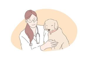 Veterinarian hospital, vet clinic, pets healthcare concept vector