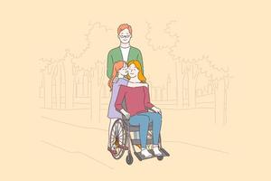 Disabled people care, love concept vector