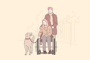 discapacitado persona apoyo, amor concepto vector