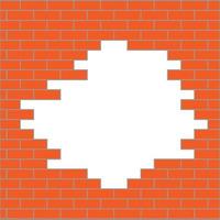 Hole in brick wall orange vector