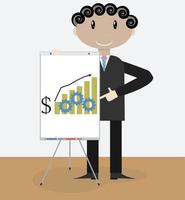 Success man presentation growth money vector