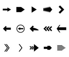 Set arrow black white icon vector