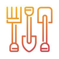 garden shovel hoe carpentry tool gradient icon vector illustration