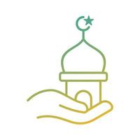 mosque and hand islamic gradient icon vector illustration