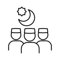muslim community students islamic outline icon vector illustration