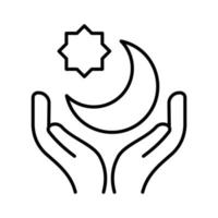 praying hands islamic outline icon vector illustration