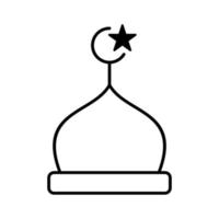 mosque dome and star islamic outline icon vector illustration