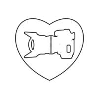 Camera inside heart icon. Simple illustration of camera inside heart vector icon for web