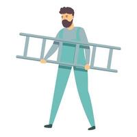 Husband for an hour use ladder icon cartoon vector. Man work vector