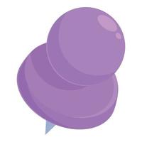 Purple pin icon cartoon vector. Paper push vector