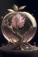crystal ball with a tree inside of it. . photo