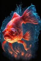 close up of a fish on a black background. . photo