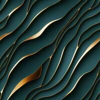 close up of gold lines on a green background. generative ai. photo