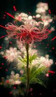 cerca arriba de un flor con un borroso antecedentes. generativo ai. foto