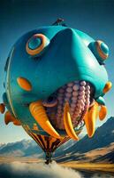 hot air balloon in the shape of a fish. . photo