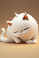 white cat laying down with its eyes closed. . photo