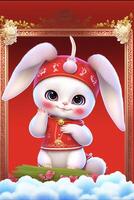 cartoon rabbit sitting in front of a picture frame. . photo