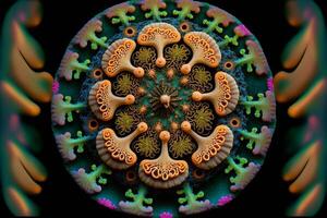 close up of a plate of food on a table. . photo