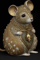 close up of a figurine of a mouse. . photo