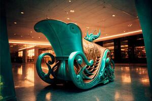 sculpture of an octopus inside of a building. . photo