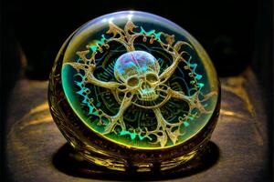 crystal ball with a skull inside of it. . photo