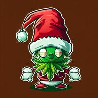 cartoon character wearing a santa hat and holding a christmas tree. . photo