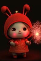 little girl in a red dress holding a sparkler. . photo