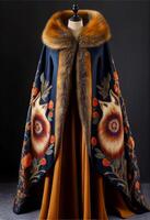 coat with a fur collar on a mannequin. . photo