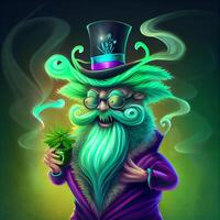 man with a green beard and a top hat. . photo
