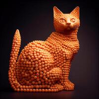 sculpture of a cat made out of orange balls. . photo