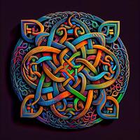 colorful celtic design on a black background. . photo