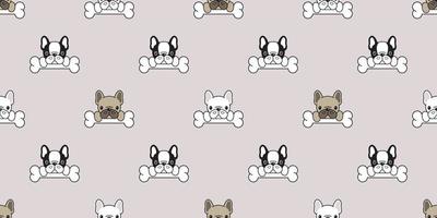 Dog Seamless pattern french bulldog pug vector dog bone paw bone isolated repeat background wallpaper