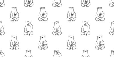 bear Seamless pattern vector polar bear coffee tea isolated repeat background wallpaper