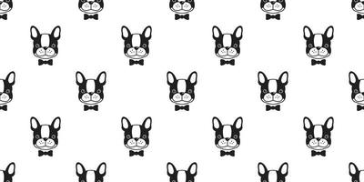 Dog seamless pattern vector french bulldog pug head puppy isolated background wallpaper white