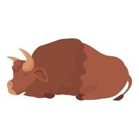 búfalo dormido icono dibujos animados vector. bisonte animal vector