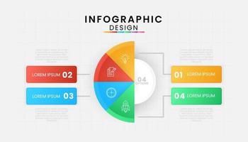 infografía modelo para negocio aislado en blanco antecedentes. circulo gráfico concepto con 4 4 opciones, pasos, parte, vector presentaciones