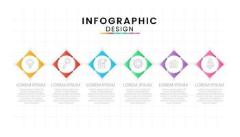 Business data process chart concept. Circle infographic icons designed for modern background template with 6 options, steps, parts. vector