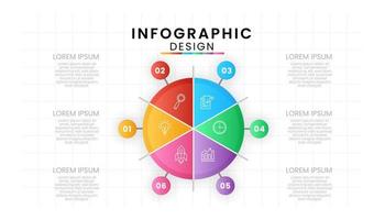 Infographic template for business isolated on white background. Circle chart concept with 6 options, steps, part, Vector presentations.