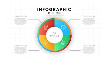 Vector infographic circular design label with icons Template. Business concept with 4 steps