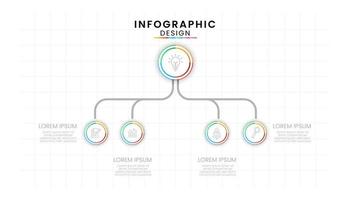 Business data process chart concept. 5 Steps Modern Line Process, circle infographic for modern background template. vector