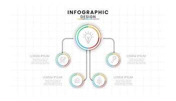 infografía modelo para negocio. circulo concepto con 5 5 pasos línea proceso diagrama vector