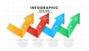 Infographic template for business isolated on white background. Arrow workflow steps process concept with 4 options, part, Vector presentations