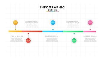 negocio datos proceso gráfico concepto. 5 5 pasos moderno línea de tiempo, circulo infografía para moderno antecedentes modelo. vector