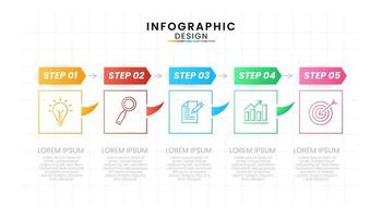 negocio datos proceso gráfico concepto. cuadrado infografía íconos diseñado para moderno antecedentes modelo con 5 5 pasos línea proceso diagrama. vector