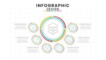 negocio datos proceso gráfico concepto. circulo infografía íconos diseñado para moderno modelo antecedentes. vector