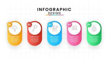 Business data process chart concept. Square infographic icons designed with 5 step for modern background vector